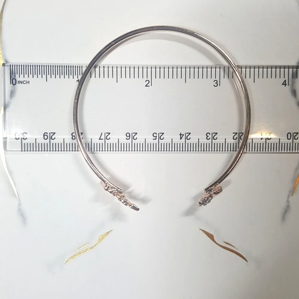 Gold Tone Love and Crystal Heart Cuff Bracelet - Picture 4 of 5